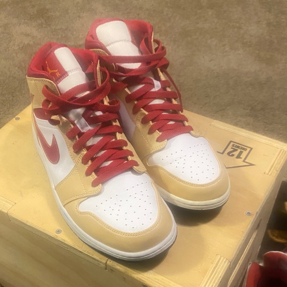 Nike Red and Tan High-Top Sneakers